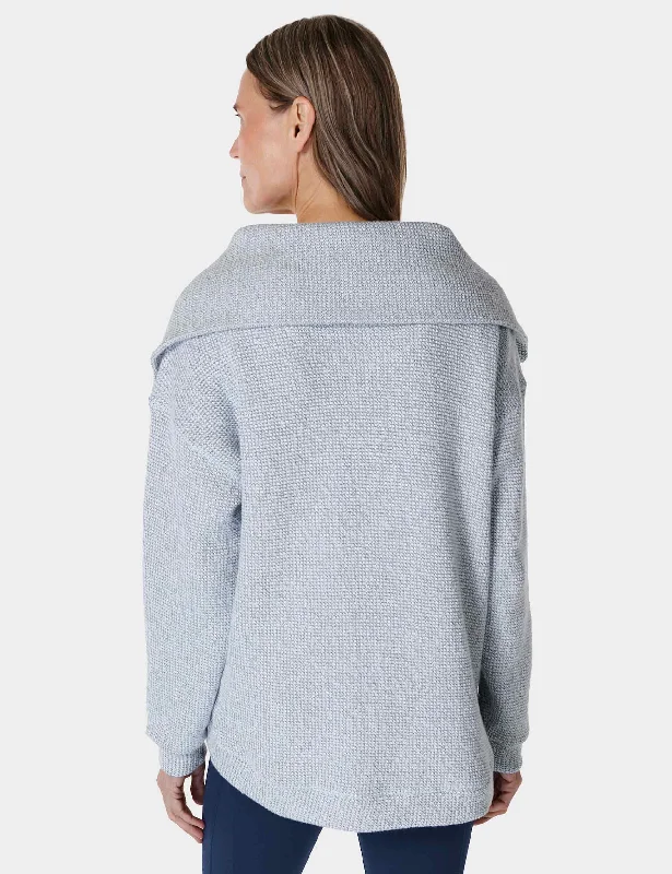 Restful Boucle Half Zip Sweatshirt - Salt Blue