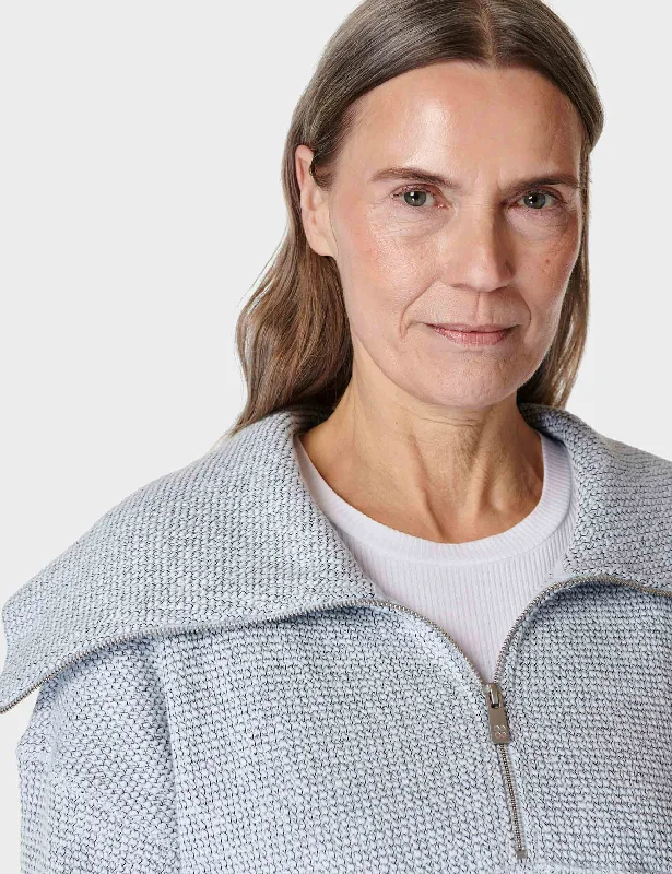 Restful Boucle Half Zip Sweatshirt - Salt Blue