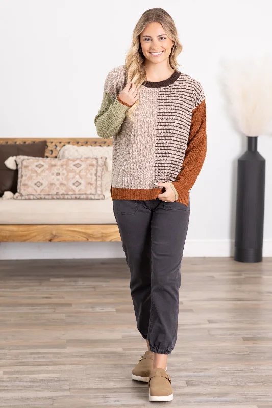 Stone Colorblock Stripe Detail Sweater